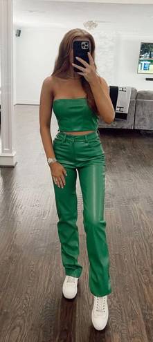 Boutique Green Leather Tube Top