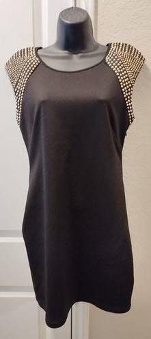 Marilyn Monroe  Black Back Zip Gold Studded Sheath Dress Size M