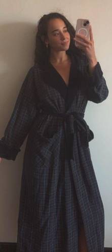 Victoria's Secret Vintage Y2K Victoria’s Secret Country Velvet Cotton Blue Green Red Plaid Robe