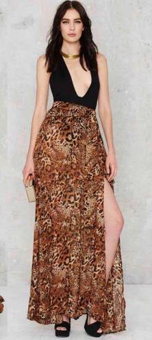 LIONESS NWT Princess Polly/ Nasty gal leopard animal print chiffon High Waisted maxi skirt