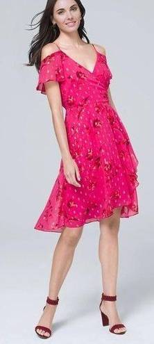 White House | Black Market NEW  Barbie pink Floral Cold-Shoulder Dress, 6