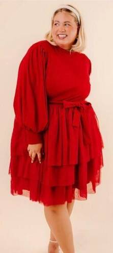 Krass&co Ivy City . Short Cosette Dress in Red Tulle Plus Size 2X