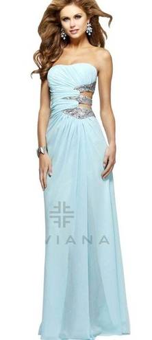 Faviana NWT NEW  7304 blue strapless cutout beaded prom dress
