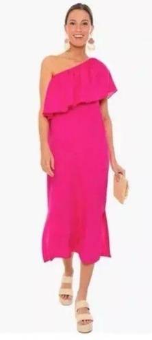 Tuckernuck  Pomander Place X Florencia One Shoulder Ruffle Midi Dress Fuchsia