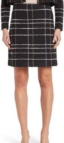 St. John  Textured Intarsia Grid Print Knit Pull-On Mini Skirt Size Medium