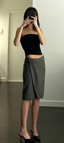 Donna Karan Cashmere Midi Wrap Skirt in Medium Grey NWT Size P Retail $795