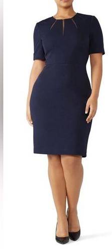 Badgley Mischka RTR 
Navy Star Neckline Sheath Navy Sz 14 1x Wedding mesh neck