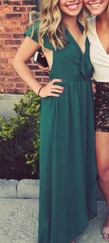 Romeo + Juliet Couture Green Deep V Maxi Dress 