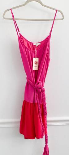 Entro Boutique Colorblock Pink Tie Waist Dress