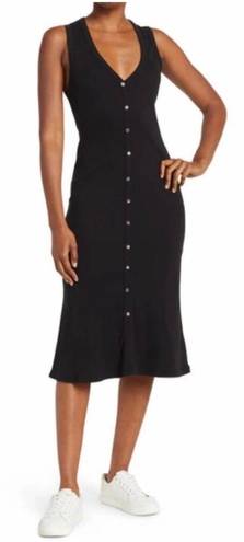 James Perse Black Button Down Midi Dress