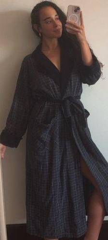 Victoria's Secret Vintage Y2K Victoria’s Secret Country Velvet Cotton Blue Green Red Plaid Robe