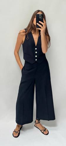 ZARA High Rise Wide Leg Black Trouser Pants