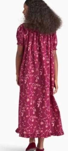 Hill House  Home The Caroline Nap Dress in Burgundy Floral Smocked Size XS