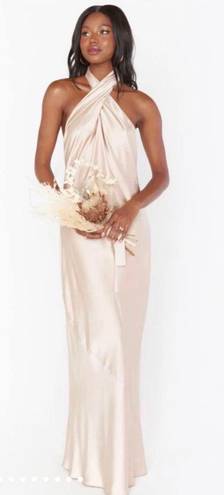 Show Me Your Mumu Jasmin Halter Dress Champagne Luxe Satin