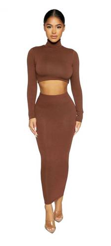 Naked Wardrobe Nude Hourglass Midi Skirt