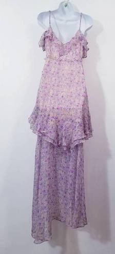 ASTR  the Label Lilac Multi Color Floral High Low Ruffle Dress Cold Dress