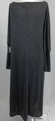 Caslon New  Cozy Knit Long Sleeve Wrap Dress Side Tie Midi Charcoal Grey