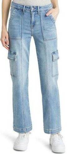 Hidden Jeans  Crop Straight Leg Cargo Jeans Light Wash Blue Women's 30