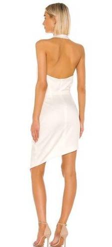 Elliatt NEW  Camo ASYMMETRIC White Ivory SATIN Halter DRAPED Cocktail dress sz S