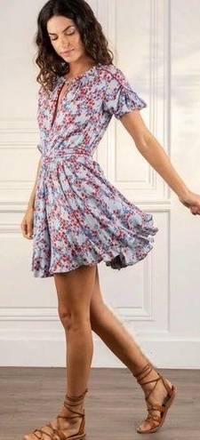 Poupette St. Barth  Ivy Mini Dress Blue Red Floral blue Kookoo Bird