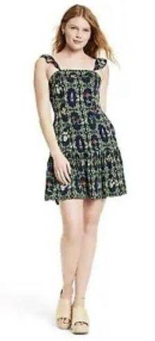 Agua Bendita  Target Mini Dress Navy Floral Flutter Strappy Sleeve Size Medium