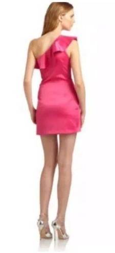 Laundry by Shelli Segal  Ruffled One-Shoulder satin mini Dress barbie pink