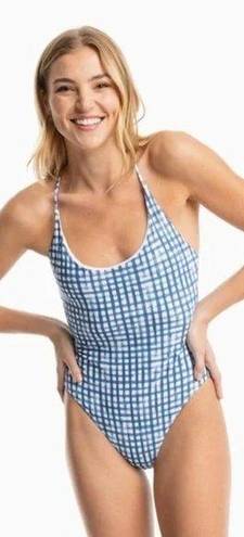 Southern Tide NWOT  Gingham Lace Up One Piece Swimsut