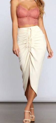 Windsor High-Rise Drama Ruched Midi Skirt - Medium