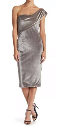 Likely Driggs Velvet Midi Dress in Pewter