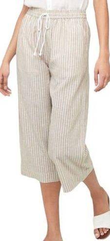 Beach Lunch Lounge Pants Womens XL Linen Margot Pull On Striped Cropped Brown