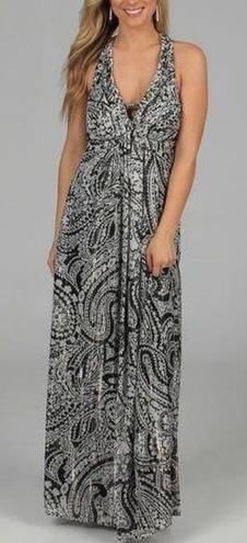 Oleg Cassini  Black Paisley Printed Long Dress