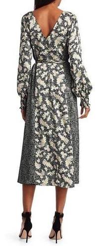 Cinq à Sept NWT  Jessica Mixed Floral Long Sleeve Satin Midi Dress Size 2