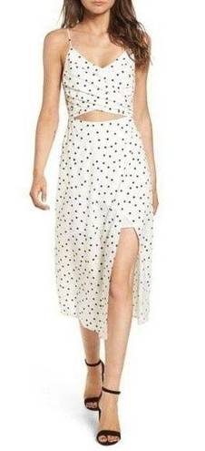 Lush Clothing Lush Ivory Black Polka Dot Crossover Wrap Dress Size Small