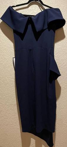 Betsy and Adam NWT Betsy Adam Off The Shoulder Ruffle Dress Navy Blue Size 6