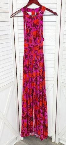 Abel the label Floral Charlotte Halter Maxi Dress Purple Pink XS