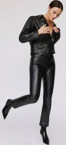 ANINE BING 💕💕 Connor Pant ~ 100% Leather Belted Straight Leg Black Small S NWT