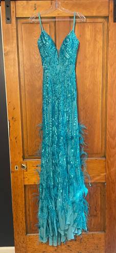 Jovani Blue Feather Dress