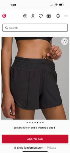 Lululemon - Hotty Hot High-Rise Lined Short 4" size 6.   Black.