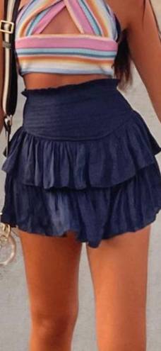 Boutique Ruffled Mini Skirt Blue