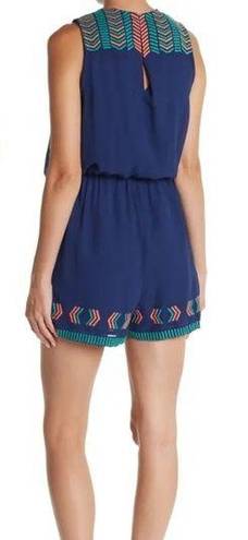 Adelyn Rae NWT  Embroidered Romper Navy Turquoise Sz M