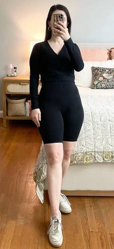 Beyond Yoga Black Surplice Wrap Long Sleeve Top