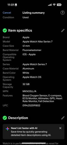 Apple  Watch  Series 7 41mm Starlight Aluminum Case with Pure Platinum/Black