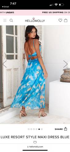 Hello Molly Luxe Resort Style Maxi Dress Blue