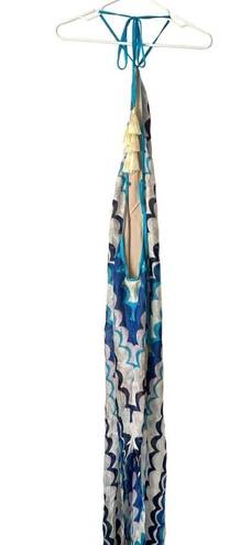 Alexis  Celestine Halterneck Maxi Dress in Blue Waves Sz XL