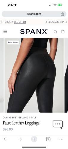 Spanx Black Faux Leather Leggings