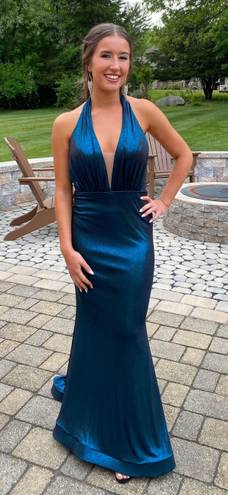 Jovani Shimmer Blue Prom Dress