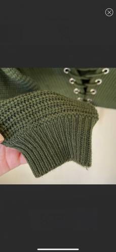 SEEK the Label Olive Green Corset Lace Up Sweater