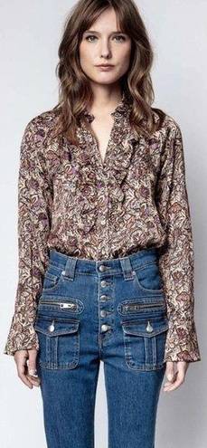 Zadig & Voltaire  Tuska Satin Thorn Button Down Print Shirt Size Small