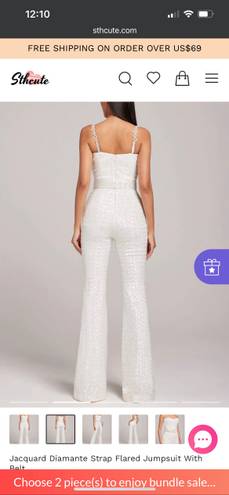 Sthcute Jacquard Diamanté Jumpsuit White