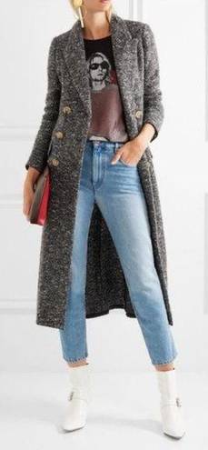 Isabel Marant  Overton Boucle Wool Longline Double Breasted Coat in Gray Sz 10 US